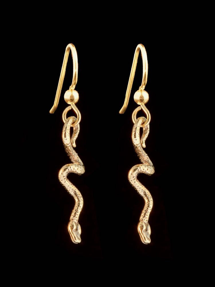 Jungle Jewel Vine Snake Earrings in 14K Gold