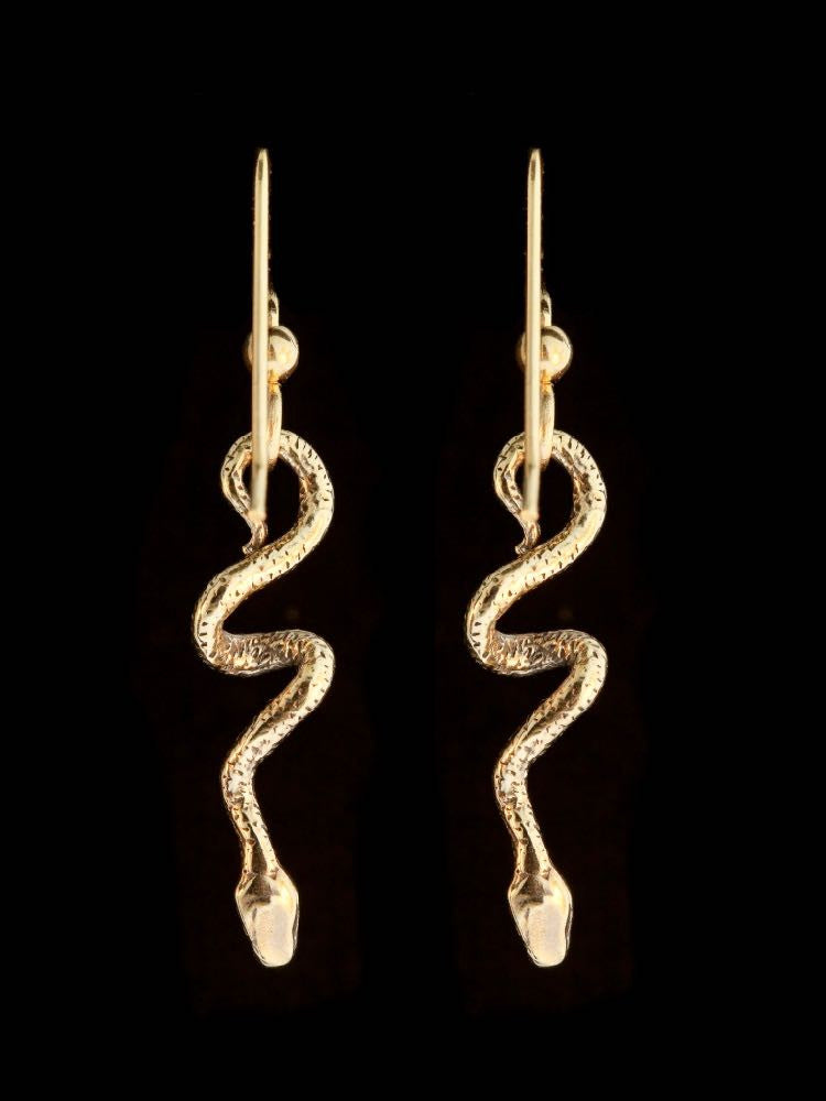 Jungle Jewel Vine Snake Earrings in 14K Gold