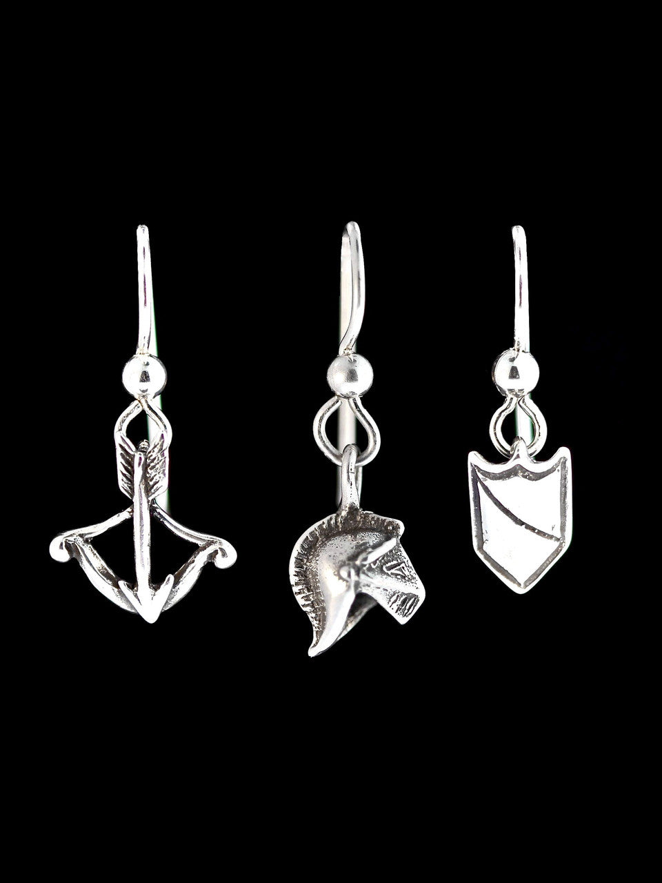 Knights Cross Bow- Helmet and Shield Earring Set
