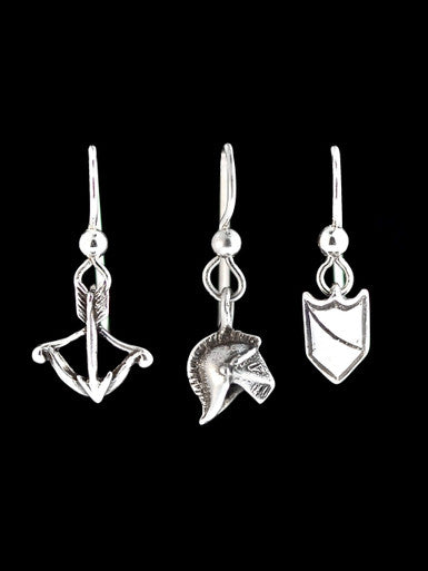 Knights Cross Bow- Helmet and Shield Earring Set