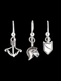 Knights Cross Bow- Helmet and Shield Earring Set