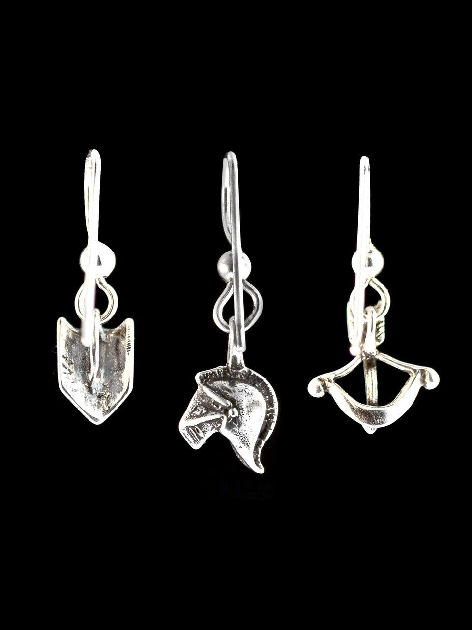 Knights Cross Bow- Helmet and Shield Earring Set
