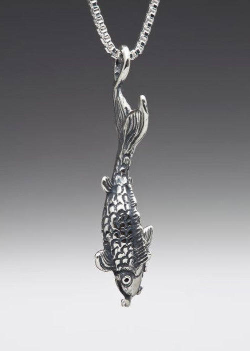 Koi Fish Charm in Silver