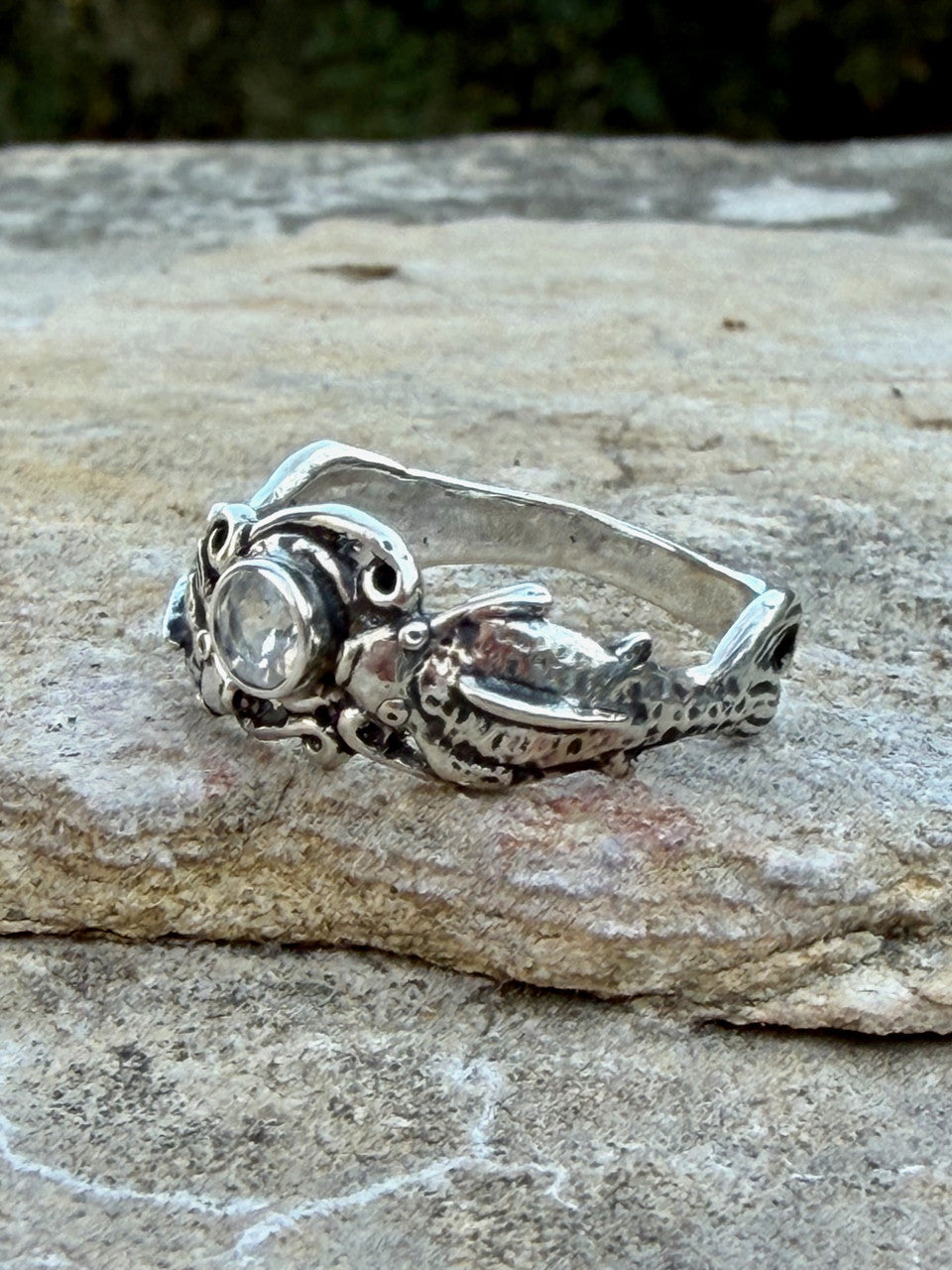 Koi Love Ring with Moonstone - Sterling Silver.