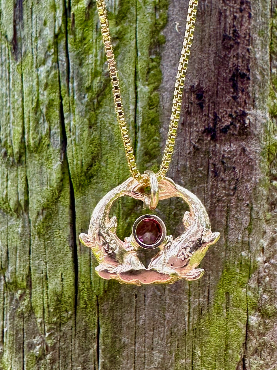 Koi Love Charm with Pink Tourmaline - 14k Gold