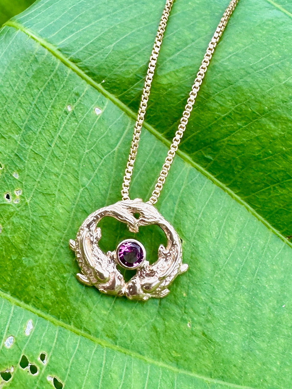 Koi Love Charm with Pink Tourmaline - 14k Gold