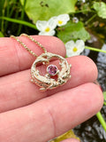 Koi Love Charm with Pink Tourmaline - Solid 14k Gold