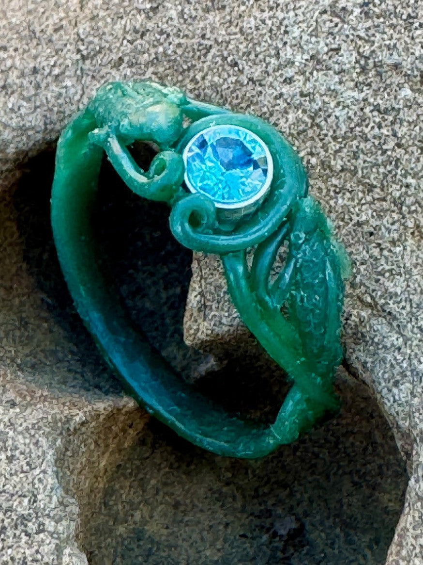 Koi Love Ring with gemstone  - Wax Model