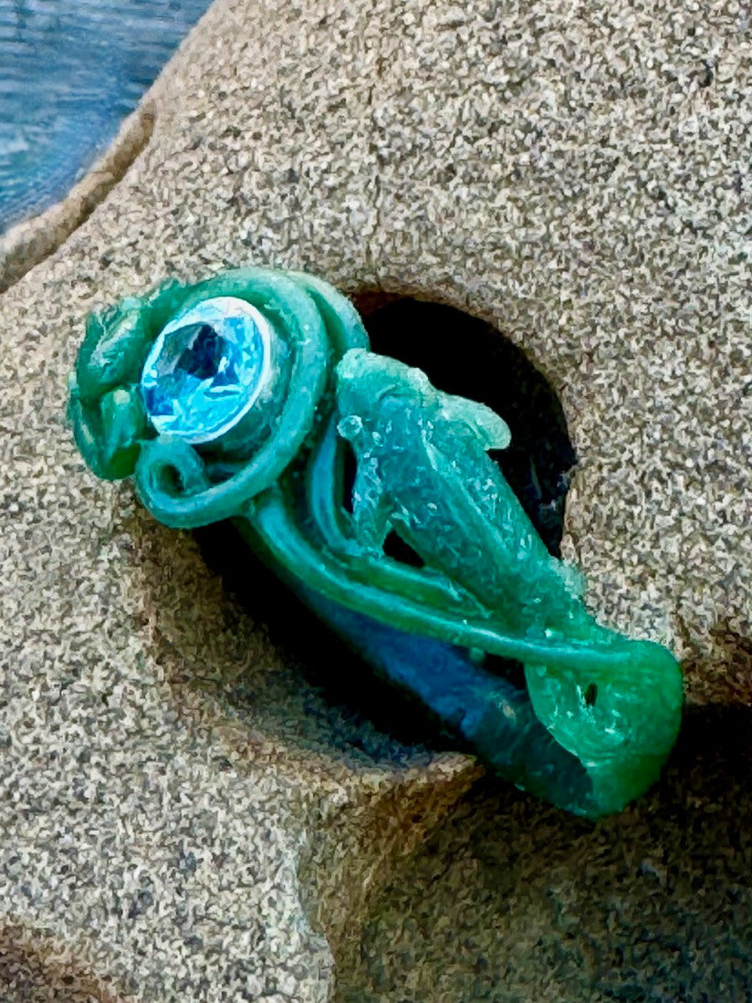 Koi Love Ring with gemstone  - Wax Model