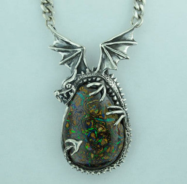 Korite Opal Dragon Pendant - Sterling Silver - SOLD