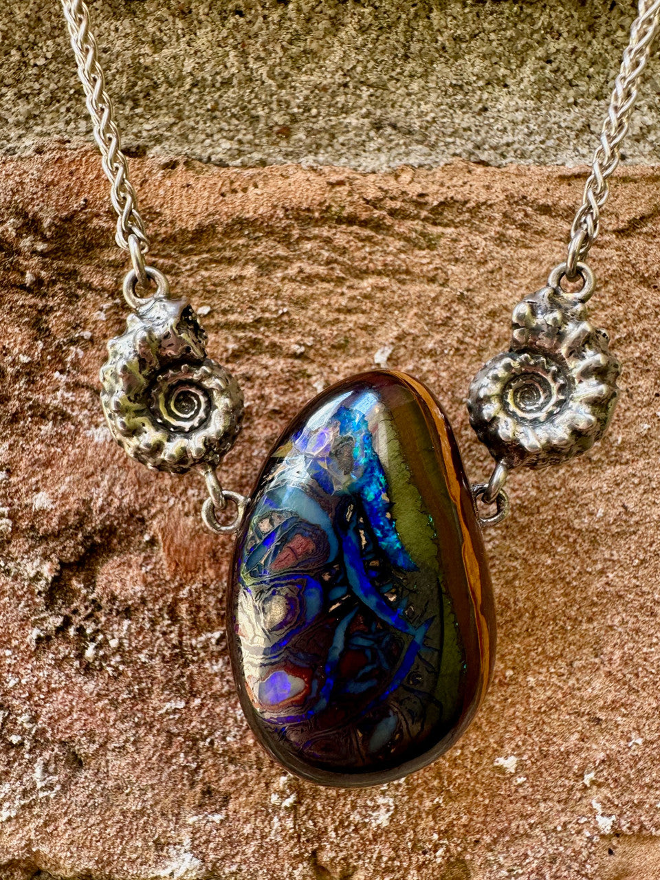 Queensland Crevasse Australian Boulder Opal with Ammonites
