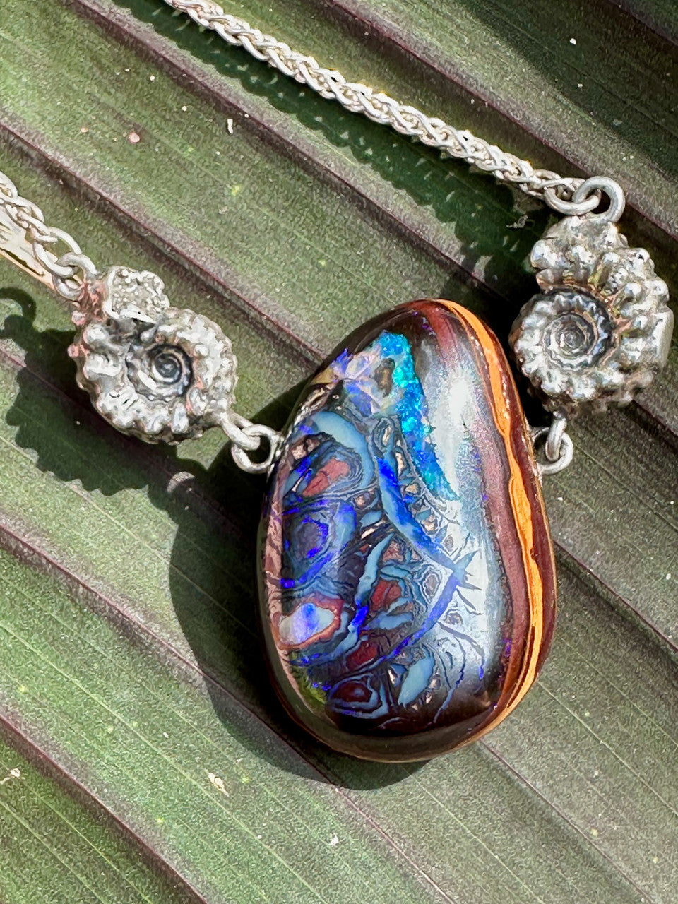 Queensland Crevasse Australian Boulder Opal with Ammonites