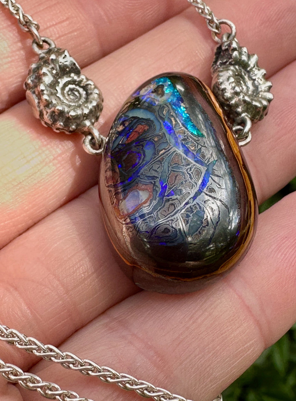 Queensland Crevasse Australian Boulder Opal with Ammonites