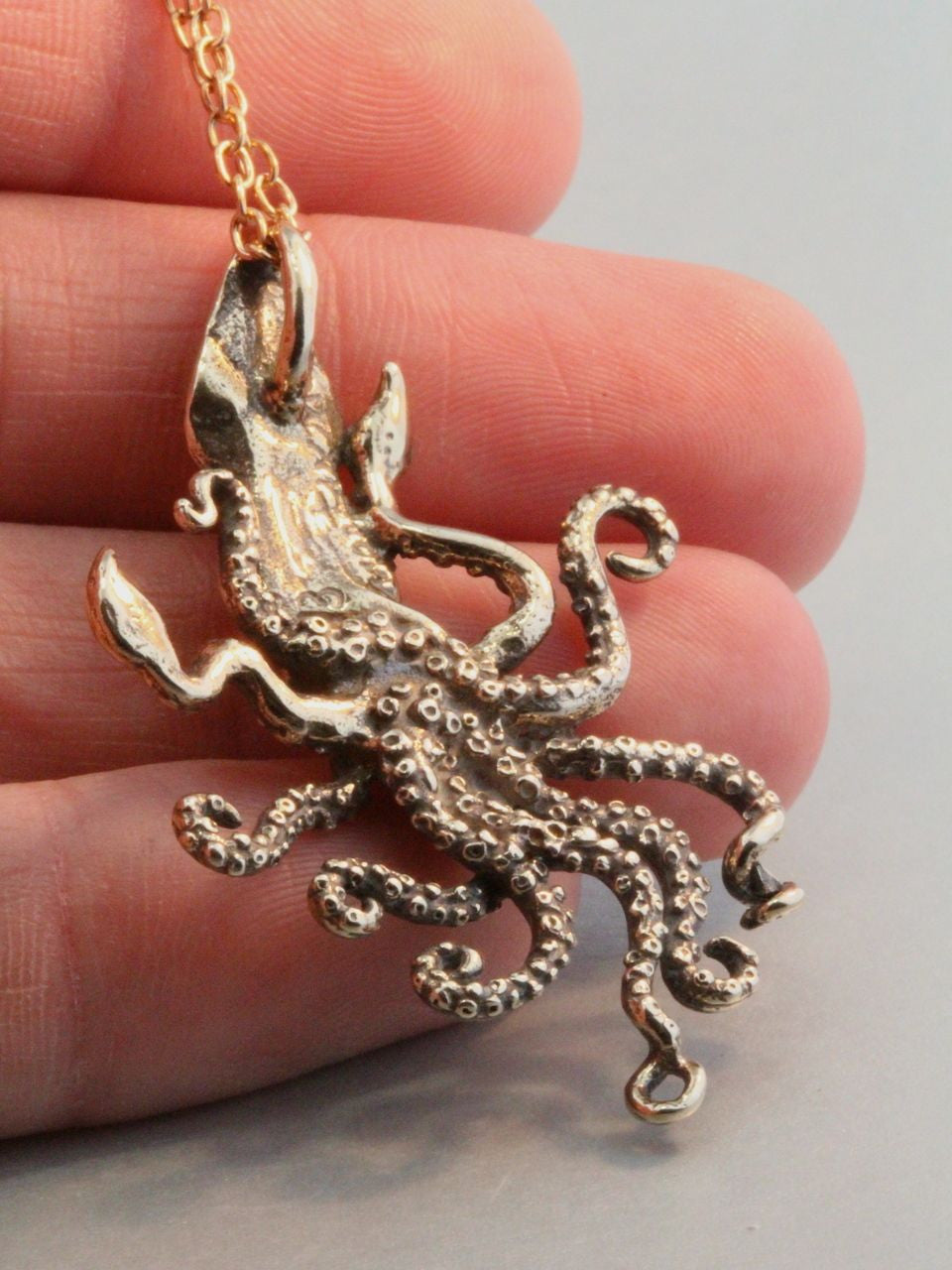 Bronze Kraken Squid Pendant