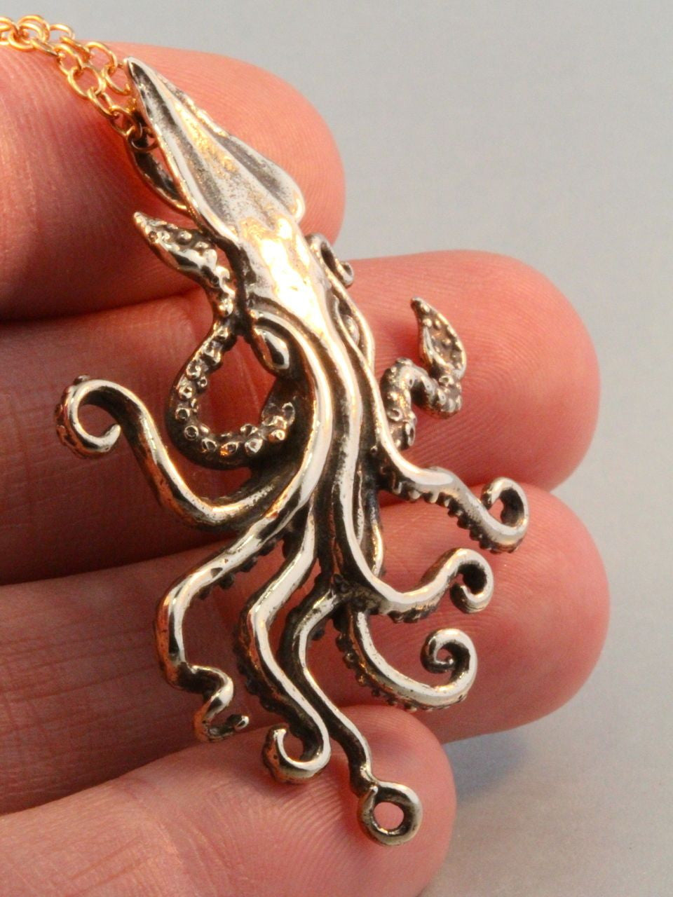 Bronze Kraken Squid Pendant