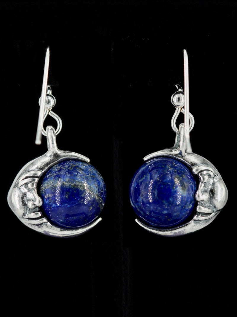 Moon Orb Earrings with Lapis