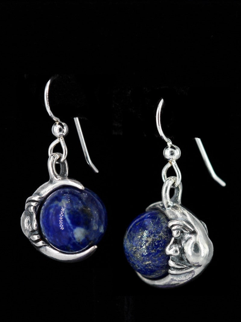 Moon Orb Earrings with Lapis