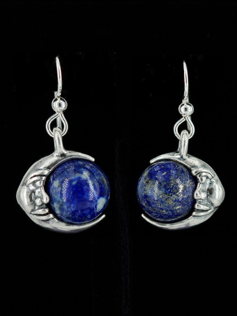 Moon Orb Earrings with Lapis