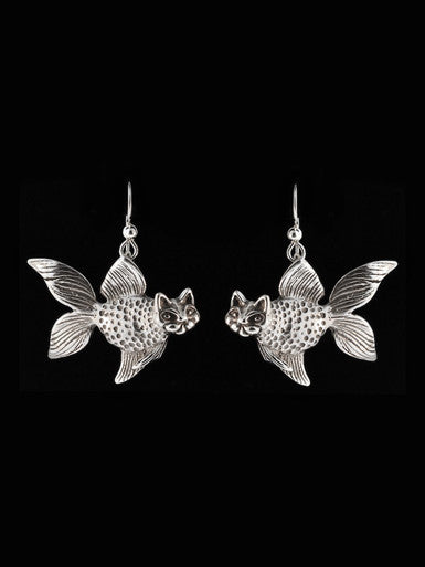 Large Catfish Earrings - Sterling Silver
