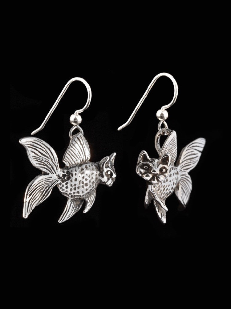 Large Catfish Earrings in Silver