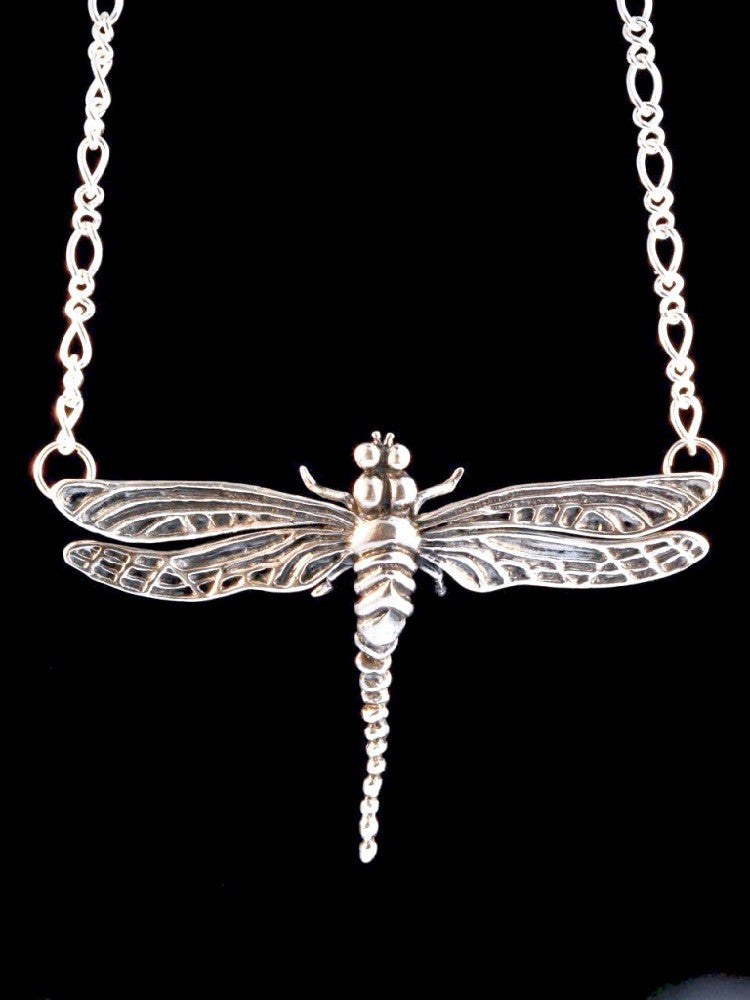 Large Dragonfly Pendant in Silver