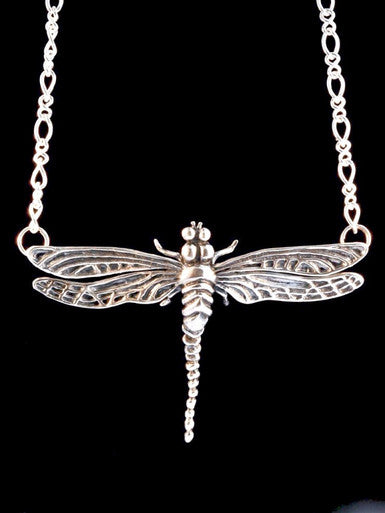 Metamorphosis - Large Dragonfly Pendant - Silver