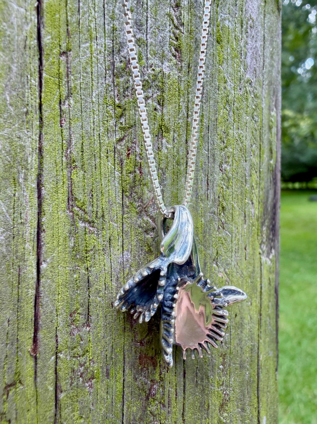 Double Venus Flytrap Pendant - Sterling Silver
