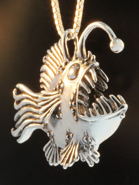 Large Angler Fish Pendant - Silver