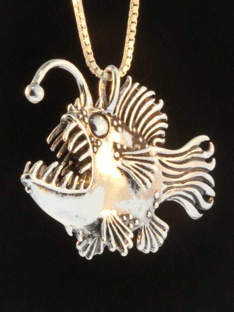Large Angler Fish Pendant - Silver