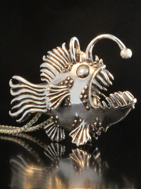Large Angler Fish Pendant - Silver