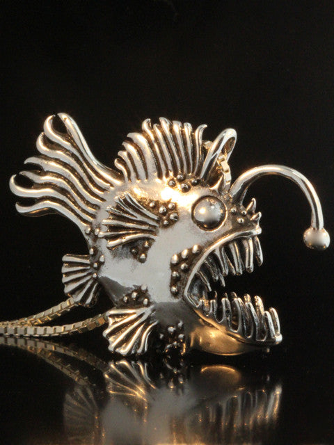 Large Angler Fish Pendant - Silver