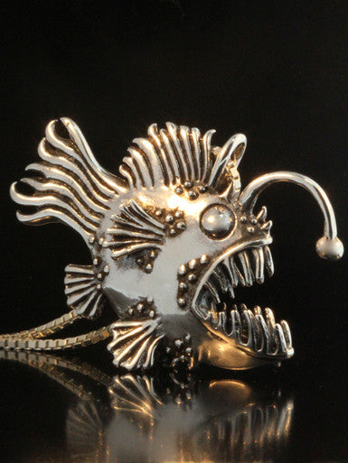 Large Angler Fish Pendant - Silver