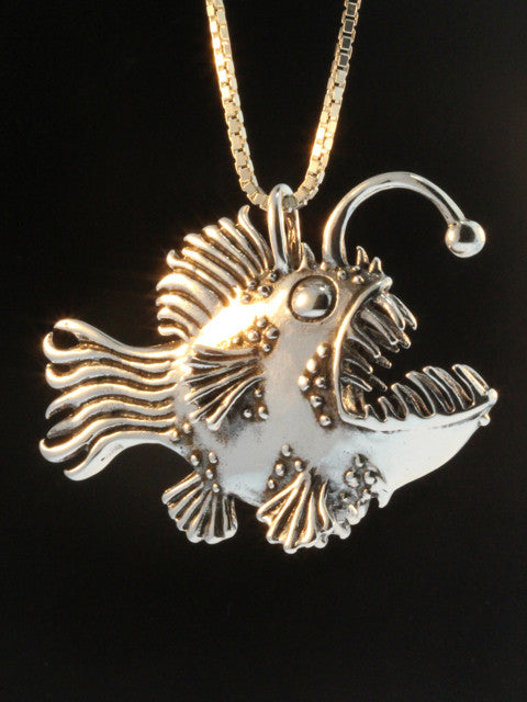 Large Angler Fish Pendant - Silver