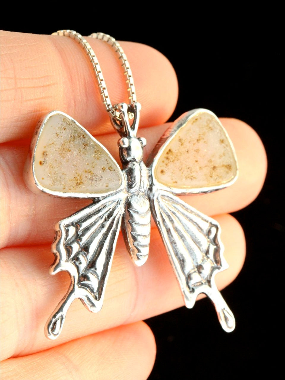 Large Jeweled Butterfly - Druzy Quartz