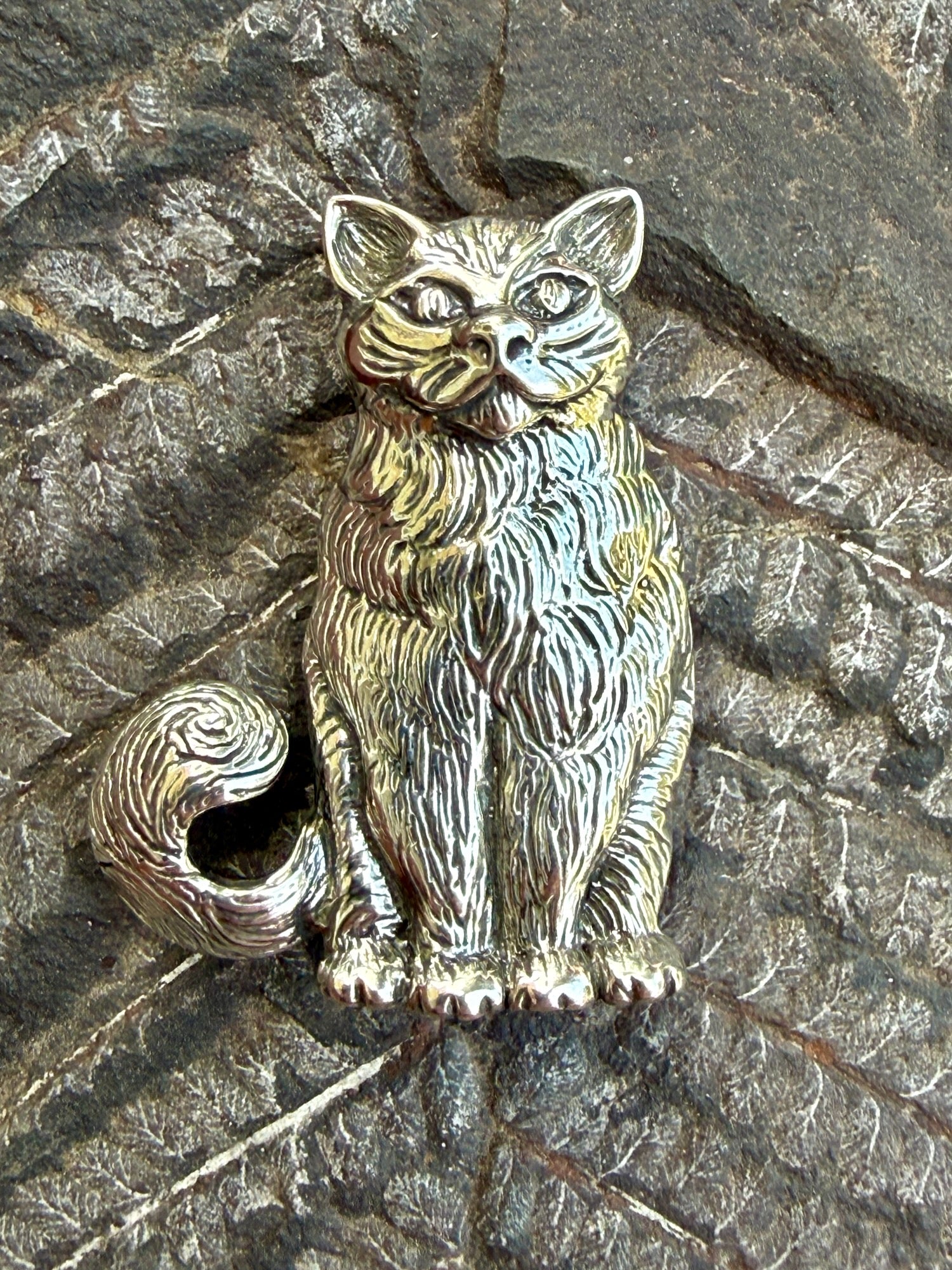 Large Spread Winged Bat Pin - Silver