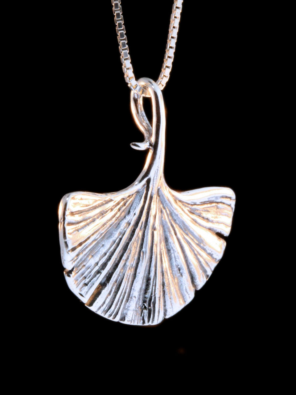 Large Ginkgo Leaf Charm - Silver