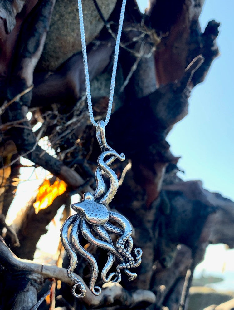 Sterling Silver Large Octopus Pendant at Beach