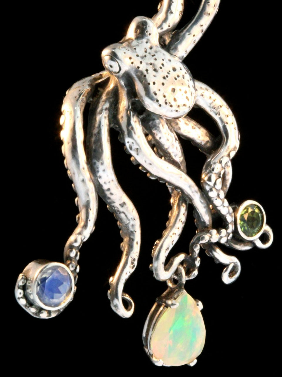 Octopus Pendant with gemstones.