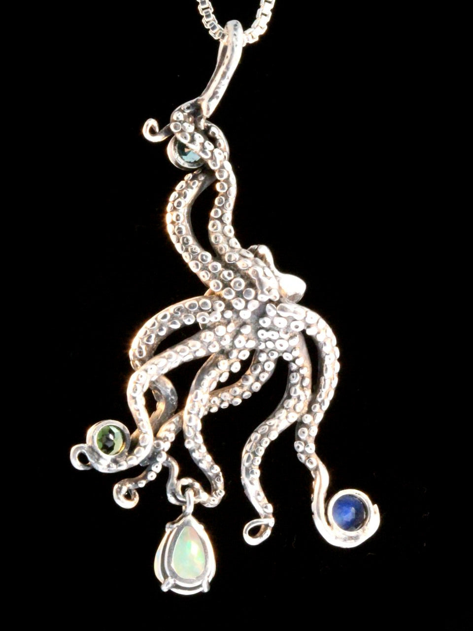 Octopus Pendant with gemstones.
