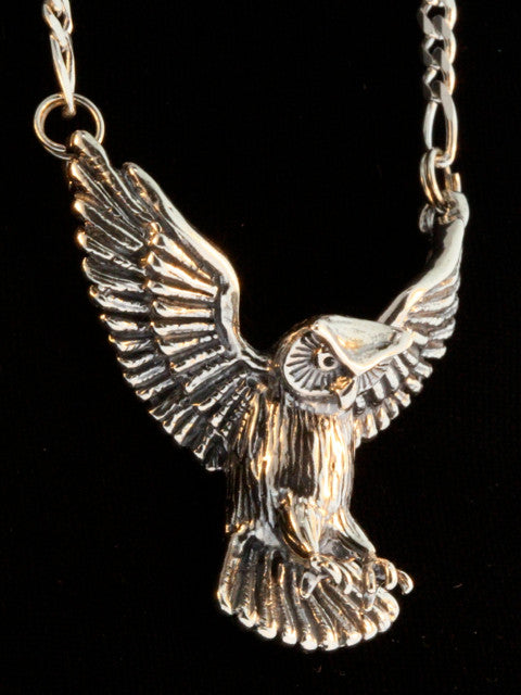 Large Owl Pendant in Silver