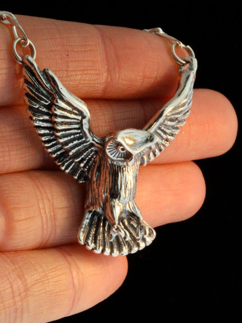 Large Owl Pendant in Silver