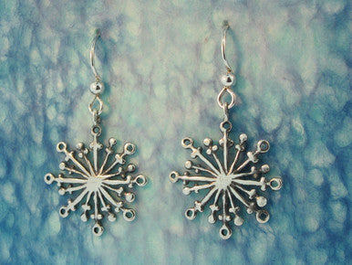Christmas - Large Snowflake Earrings - Sterling Silver