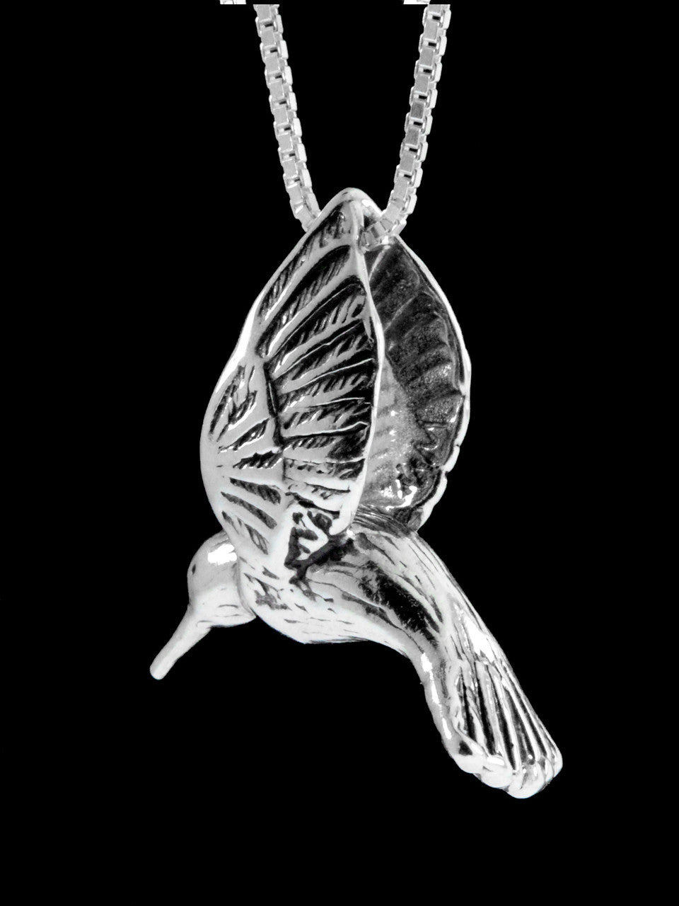 Hummingbird Pendant and Hummingbird Earrings Jewelry Set - Sterling Silver