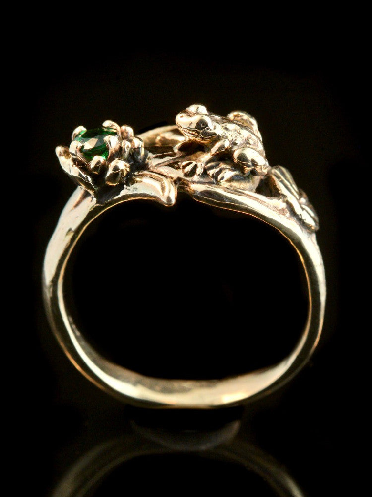 Frog Lily Pad Ring 14k Gold with Tsavorite