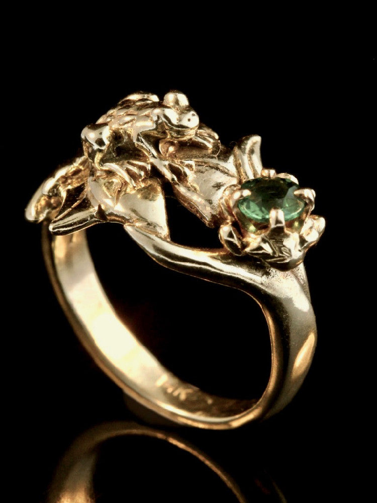 Frog Lily Pad Ring 14k Gold with Tsavorite