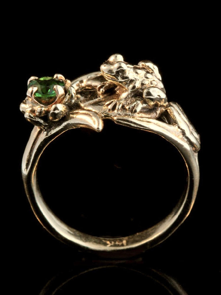 Frog Lily Pad Ring 14k Gold with Tsavorite