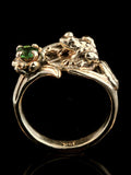 Lily Pad Frog Ring with Tsavorite - 14k Gold