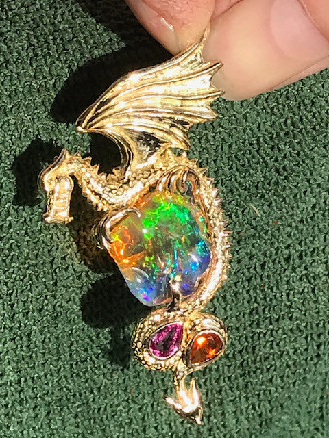 Luminiferous Opal Dragon Pendant