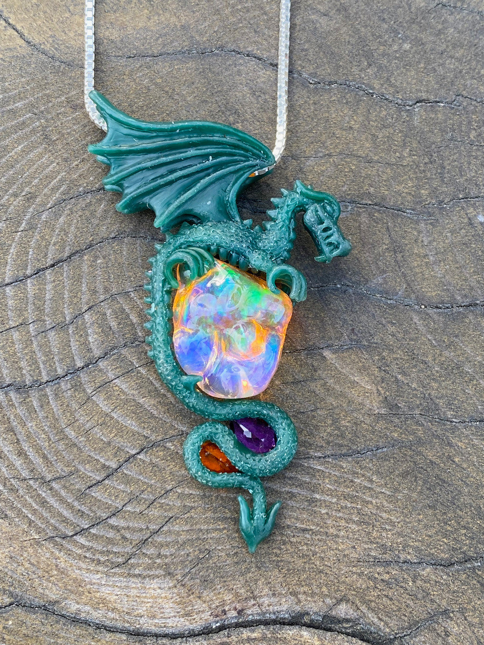 Luminiferous Opal Dragon Pendant