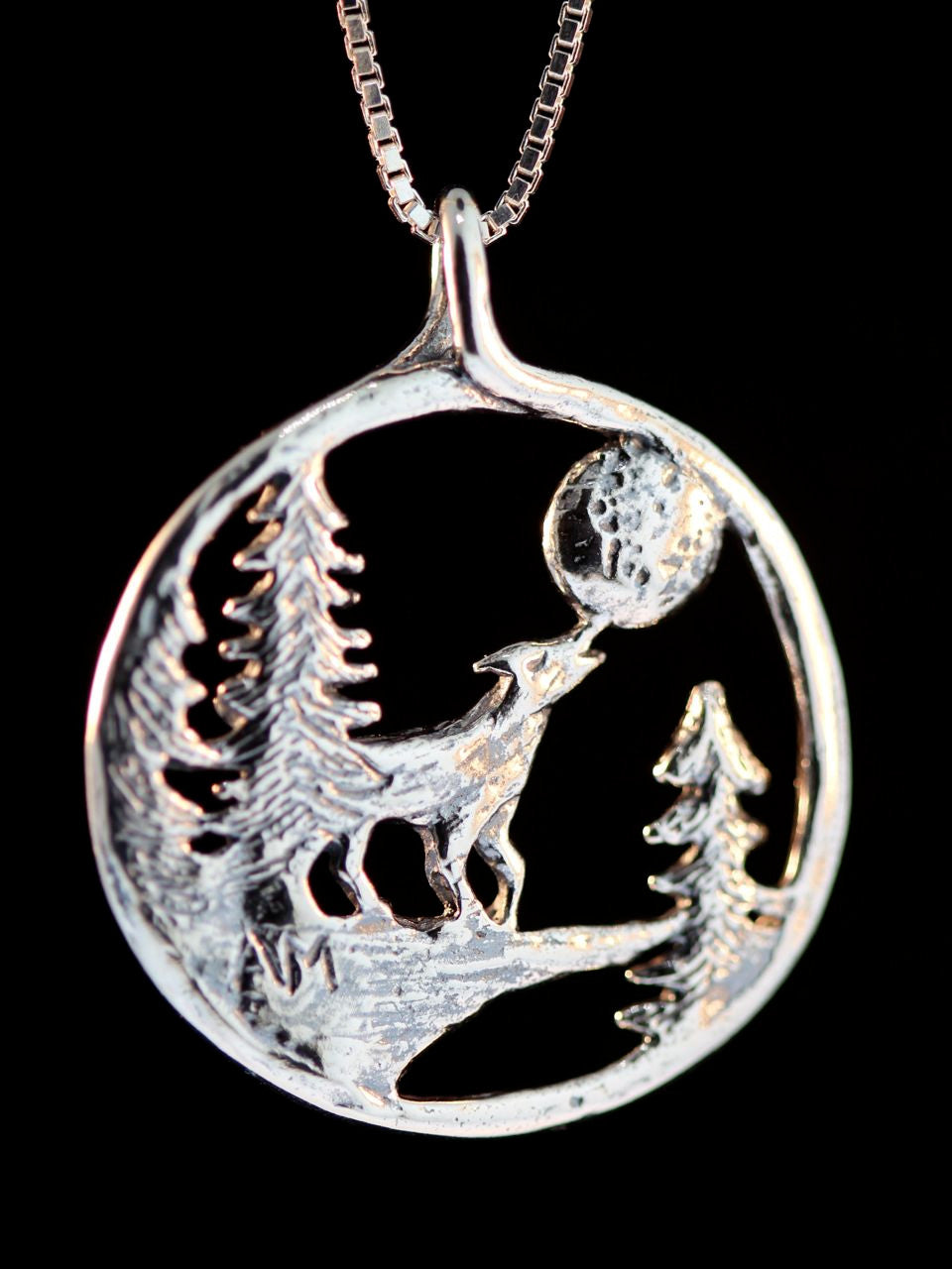 Lunar Wolf Song Pendant-Silver